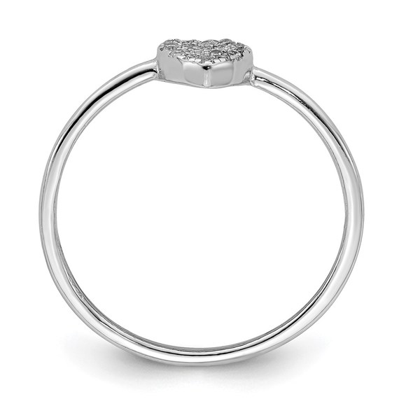 925 Sterling Silver Rhodium-plated Polished CZ Heart Ring - Picture 2 of 6